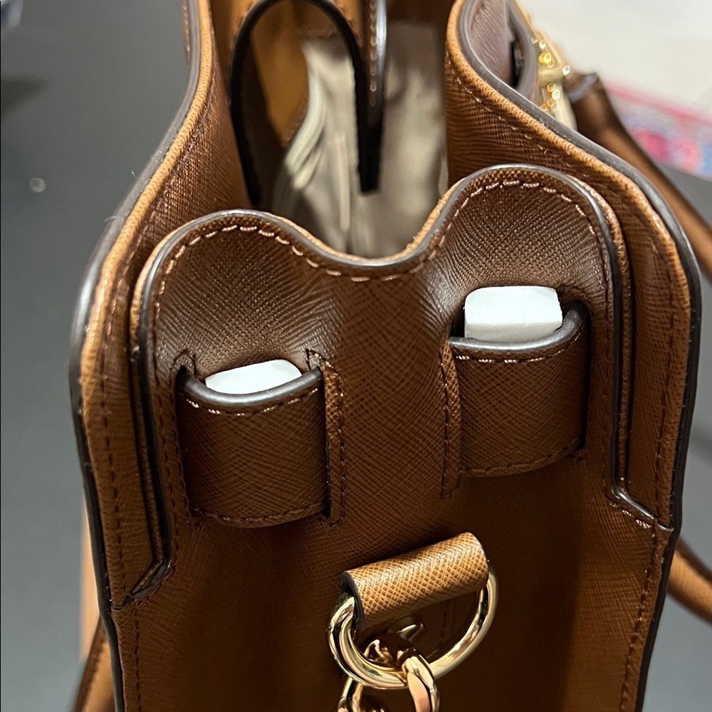 Michael Kors Brown Hamilton Satchel with Gold Accents - Picture 7 of 10